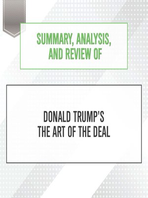 cover image of Summary, Analysis, and Review of Donald Trump's the Art of the Deal